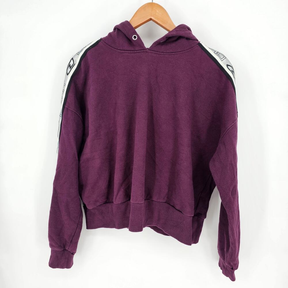 DKNY Sport Burgundy Logo Sleeve Fleece Hoodie L Modern Urban Athleisure 90s